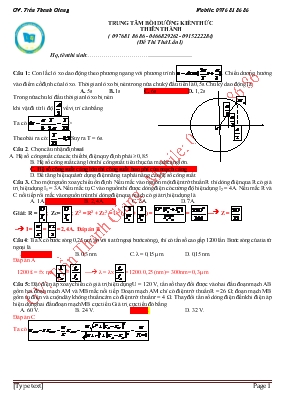 Đề thi thử môn vật lý lớp 12